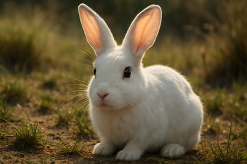 white rabbit on a green grass