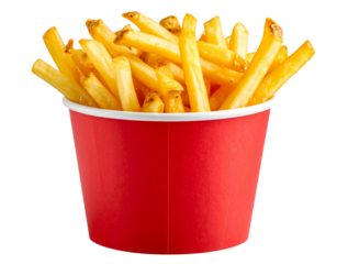  French Fries Falling in Mid-Air with Motion Blur Effect, Dynamic Action Composition, Isolated on Transparent Background.