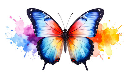 Vibrant Watercolor Butterfly on Clear Background