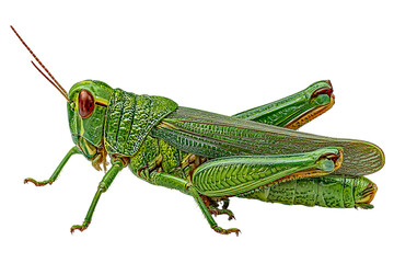 Fototapeta premium Vibrant Green Grasshopper Close-Up