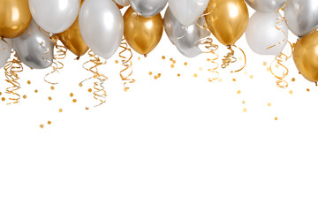 Gold & silver balloons & confetti