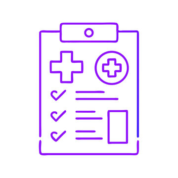 Medical history checklist icon with clipboard and health symbols  