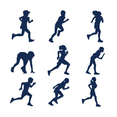 flat design children running on white background