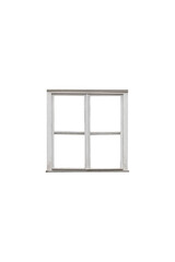 White wooden window frame with four sashes is isolated.