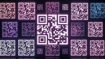 Many qr codes creating a futuristic technological background. - Powered by Adobe