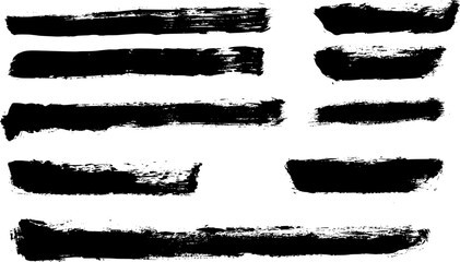 Grunge Brush Stroke Banner Label Line Drawing Vector Set