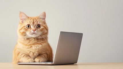 Curious cat using laptop at home.