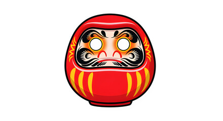 Traditional red Daruma doll with facial features and no eyes  isolate white background