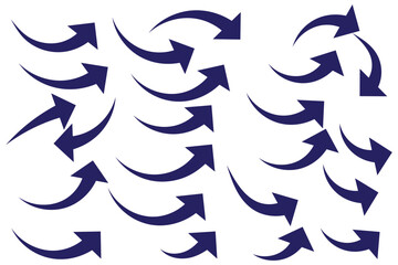 Obraz premium Black arrows icon vector set. Bold arrow symbol curved flat design isolated