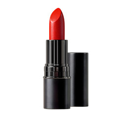Obraz premium Bold red lipstick with smooth, creamy texture and sculptural curve, presented diagonally and isolated on transparent background for beauty branding. --v 7.0 --s 250 --raw