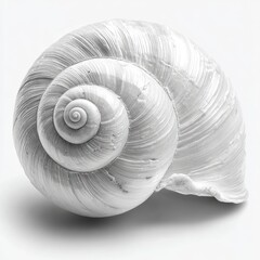 Detailed White Spiral Seashell Studio Shot