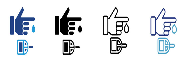 The icon related to blood sugar test in the process of taking blood sample from finger indicates examination as part of general health check.
