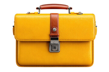 Yellow Leather Briefcase Business Fashion Accessories Professional Elegant Modern Design Travel