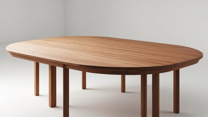 Fototapeta premium Wooden table with rounded edges and multiple legs.