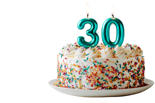 Thirty and fabulous! 🎉 Delicious cake with teal candles.