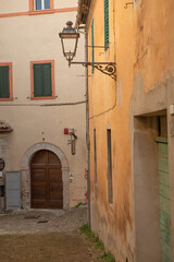 Fototapeta premium photo of the narrow streets of the medieval Italian town of Serra San Quirico.