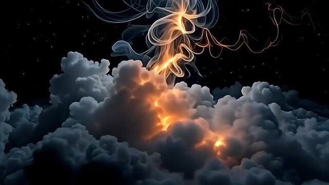Amidst amp ethereal backdrop, amp radiant bursts erupts, tat with amp smoky mist, the sess curl gyrate upwardly patch weave of beam twinkle and glow, make an glamour interplay of glow that