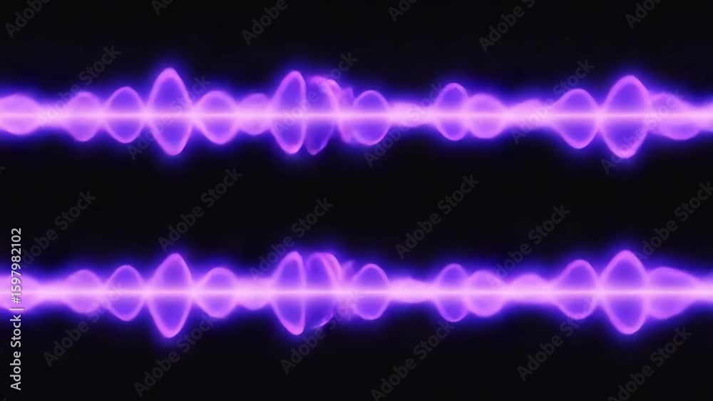 Wall mural flowing smooth purple sound waves against a black background create a captivating visual representat