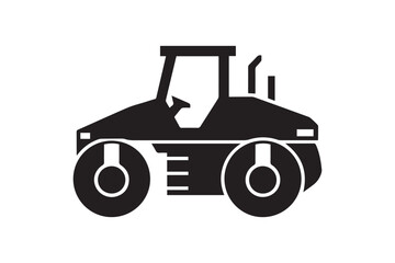 Fototapeta premium Heavy-Duty Road Roller Silhouette: Construction and Pavement Compactor