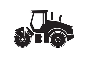 Naklejka premium Heavy-Duty Road Roller Silhouette: Construction and Pavement Compactor