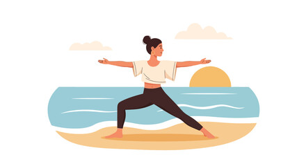 Serene Beach Yoga Practice Harmonizing Body And Soul Embracing Ocean Breeze