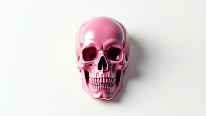 Obraz premium Pink skull on a white background.