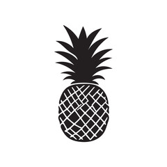 Obraz premium Minimal Pineapple Silhouette | Tropical Fruit Vector Art