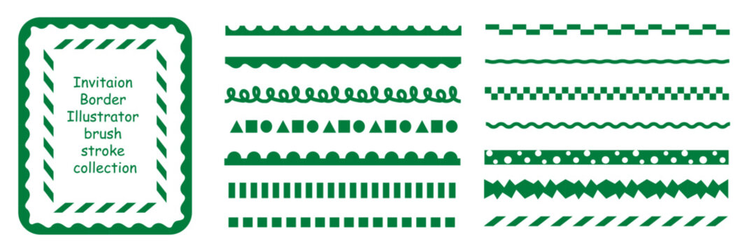 green invitation border collection.  illustrator brush stroke for Ornate and Decorative Frames. vector