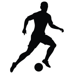 Dynamic Soccer Player Silhouette. Powerful Stride,  Focused Action,  Sport Graphic.