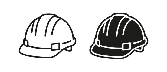 Hard hat vector icon. Safety helmet for construction worker, builder, or engineer. Industrial head protection. Personal protective equipment (PPE) concept symbol. Vector 10 eps.