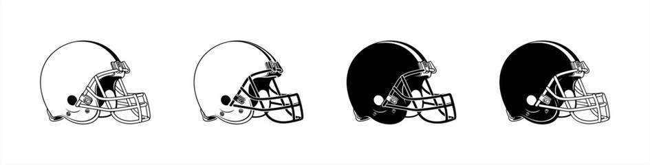 American Football Helmet Silhouette set. Vector 10 eps.