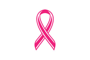 Pink Ribbon Symbolizing Breast Cancer Awareness Month with Clean Lines and a Modern Silhouette pink ribbon rendered clean silhouette