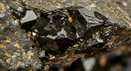 Entrancing Black Tourmaline Crystals: A Mesmerizing Dance of Light and Shadow, Sparkling Black Tourmaline Gemstone with Exquisite Reflections