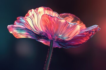 simple stylized artifitial poppy flower hologra