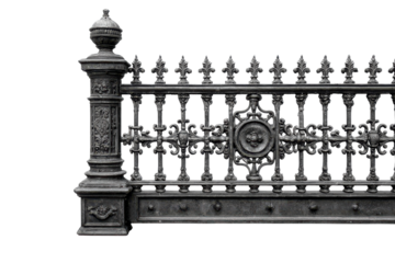 Intricate Ironwork Ornate Fence Design Decorative Metalwork Architectural Detail Black Background