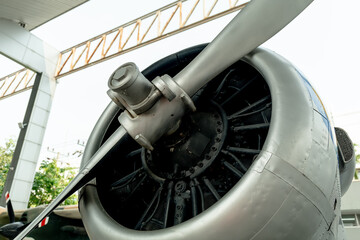 Close up of an old propeller of a World War II plane