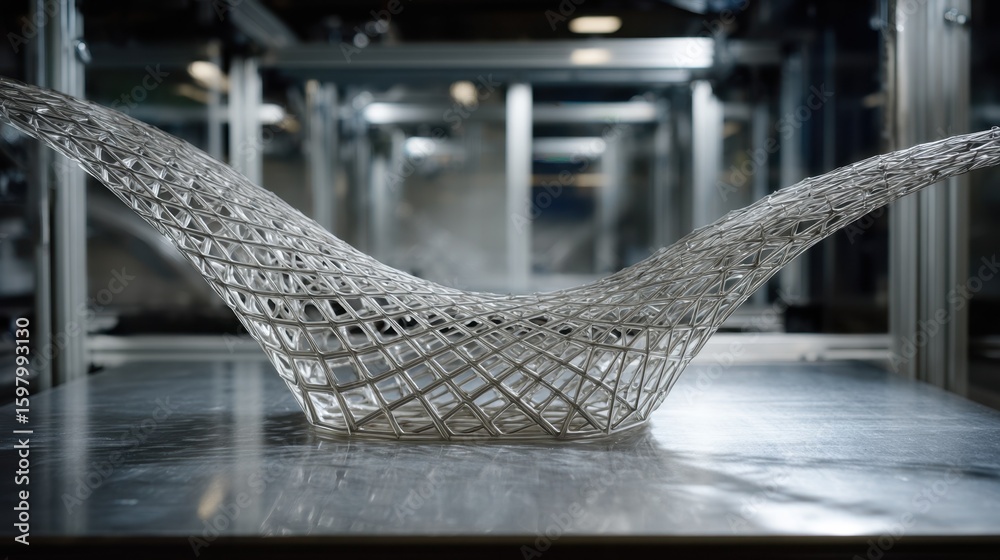 Poster complex algorithms guide the extruder, creating a titanium keel with optimum structural strength thr