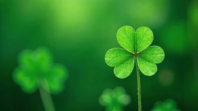 Green Background Moving Clover Leaves, St. Patrick's Day Card. AI Generative