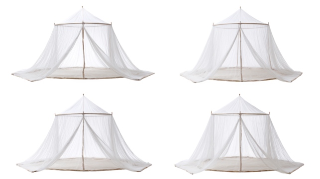 Mosquitofree camping, four tents with protective netting for a comfortable outdoor experience