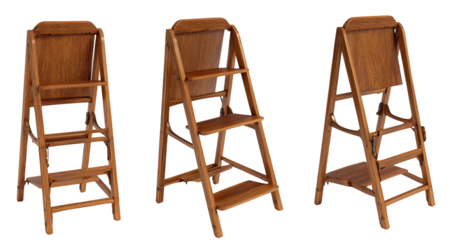 Rustic wooden folding chairs, versatile seating for indoor and outdoor spaces three