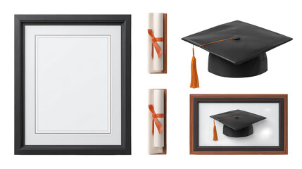 Graduation ceremony celebration, cap, diploma, and certificate symbolizing academic achievement success