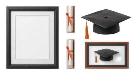 Graduation ceremony celebration, cap, diploma, and certificate symbolizing academic achievement success