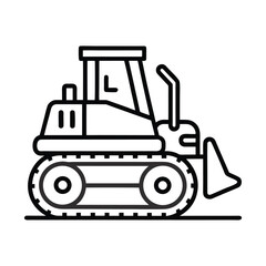 Bulldozer icon line art isolated on white background
