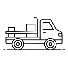 Fototapeta premium Simple flatbed truck icon isolated on white background