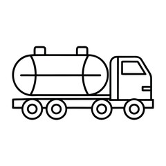 Outline illustration of a tanker truck isolated on white background