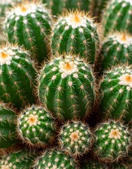 Fototapeta premium A cactus stands tall, unique in landscapes perfect for themes of strength, nature, and minimalist design.Close-up of a cactus, showcasing its textures and forms. Ideal for modern decor,botanical theme