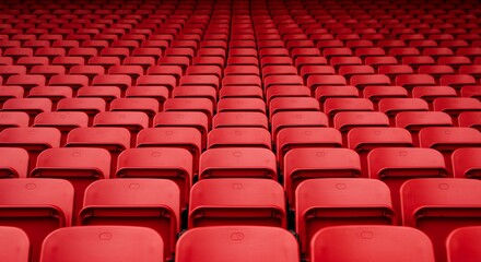 Fototapeta premium Rows of empty red seating pattern in auditorium or stadium venue