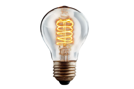 Vintage Edison bulb on black background Warm golden light emanates inspiration glowing filament