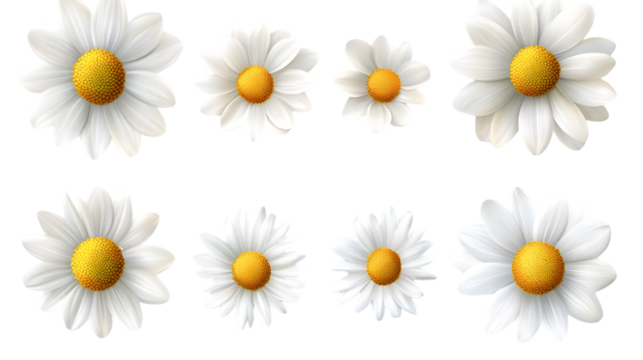 Beautiful Collection of Daisy Flowers on Transparent Background for Designs - Powered by Adobe