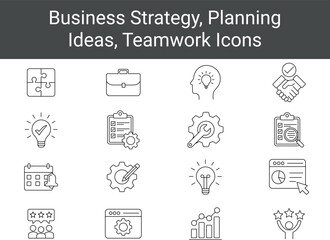 Project Management Line Icons. Modern Business and Project Management Outline Icons Set. planning, 
ideas, teamwork, success. Editable Stroke. Vector Illustration